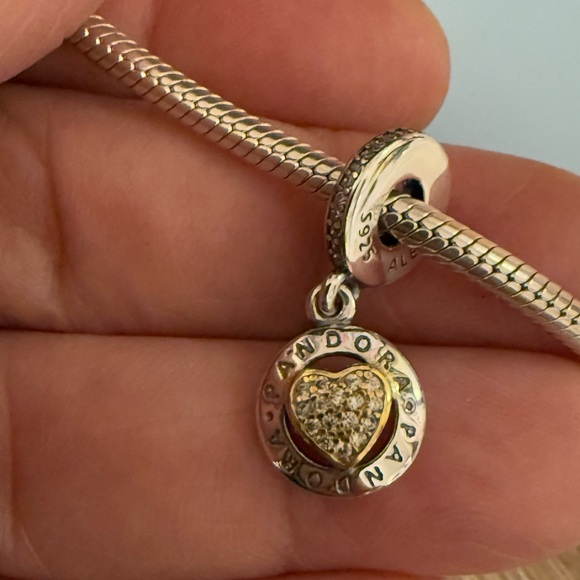 Pandora Silver and Gold Heart Charm - Picture 6 of 8